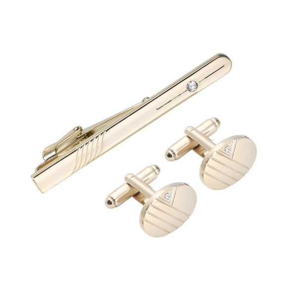 Gentleman's Accessory Set w Diamond Cuff Links and Tie Bar