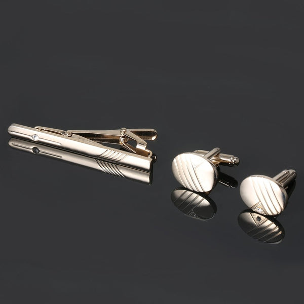 Gentleman's Accessory Set w Diamond Cuff Links and Tie Bar