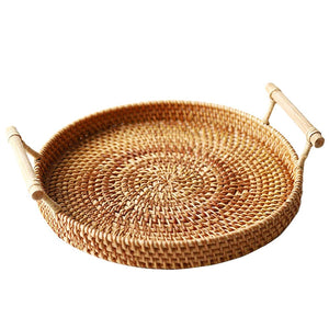 Handmade Rattan Boho Chic Storage Serving Accent Tray