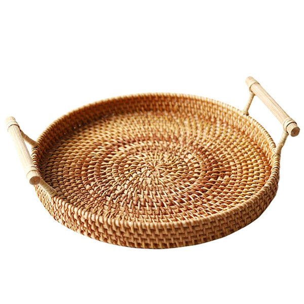 Handmade Rattan Boho Chic Storage Serving Accent Tray