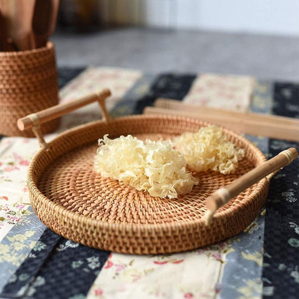 Handmade Rattan Boho Chic Storage Serving Accent Tray