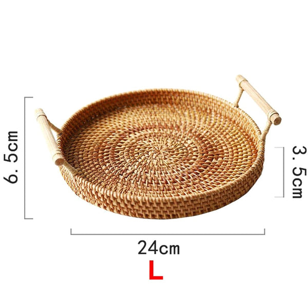 Handmade Rattan Boho Chic Storage Serving Accent Tray