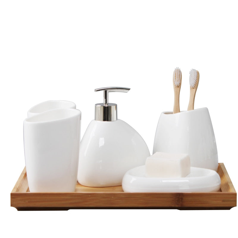 6-Piece Set of Modern Abstract Bathroom Counter Features