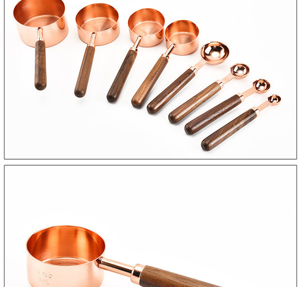 Elegant Vintage Copper Antique Handle Measuring Cup/Spoon Set