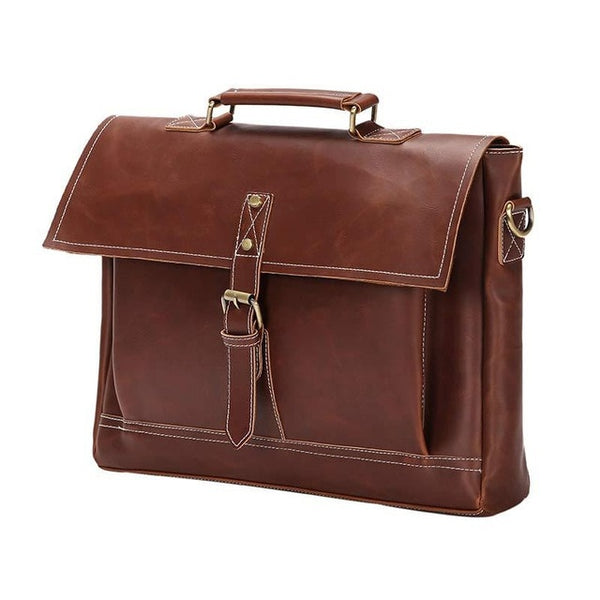 Men's Vintage Leather Boxy Style Handmade Briefcase