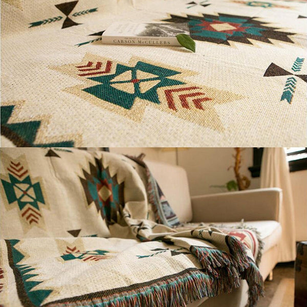 Western Boho Chic Geometric Native American Throw Blanket