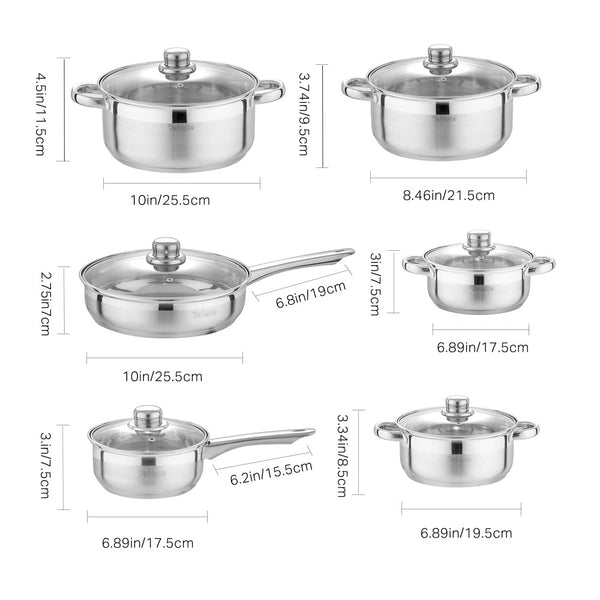 Minimalist Clean Steel Cooking Pots & Pans - Set of 12