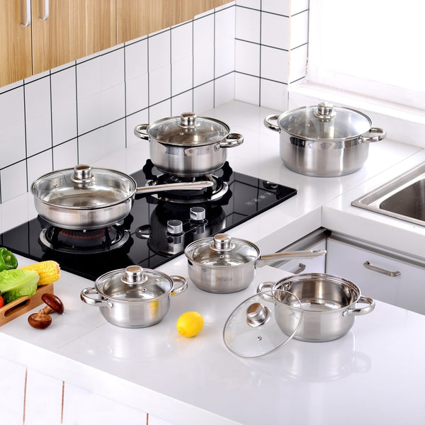 Minimalist Clean Steel Cooking Pots & Pans - Set of 12