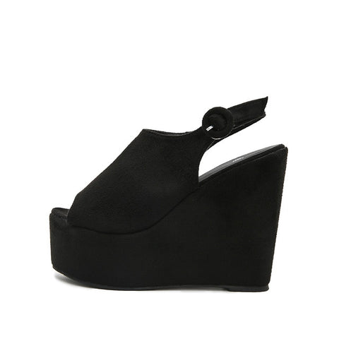 Women's Black Onyx Platform Summer Wedge Sandals