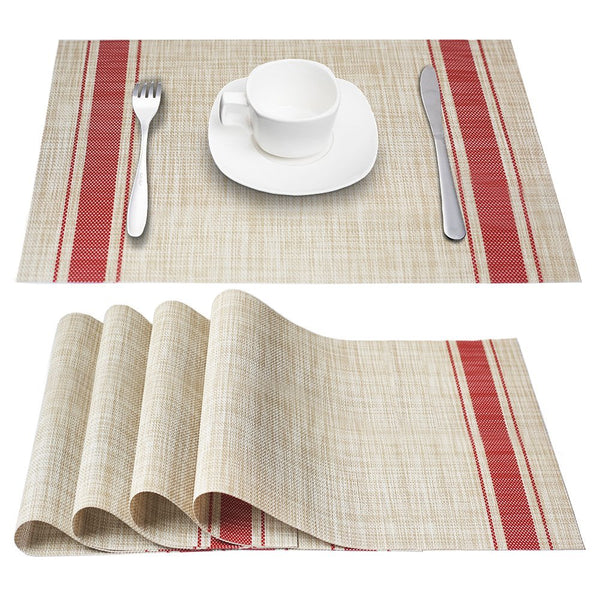 Stain Resistant Vintage Woven Vinyl Placemats - Set of 4