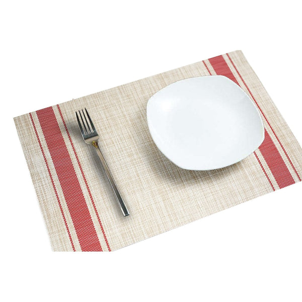 Stain Resistant Vintage Woven Vinyl Placemats - Set of 4