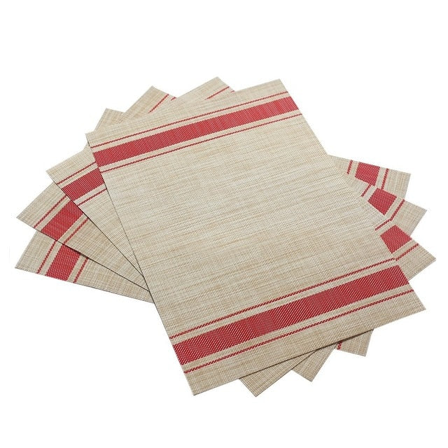 Stain Resistant Vintage Woven Vinyl Placemats - Set of 4