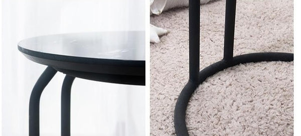 Elegant Black Italian Marble Circular Suspended End Table