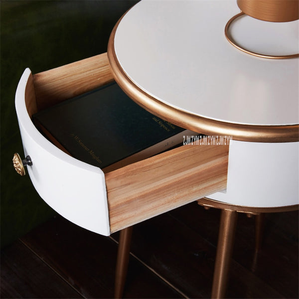 Chic Classical Ivory & Gold Handmade Wooden End Table