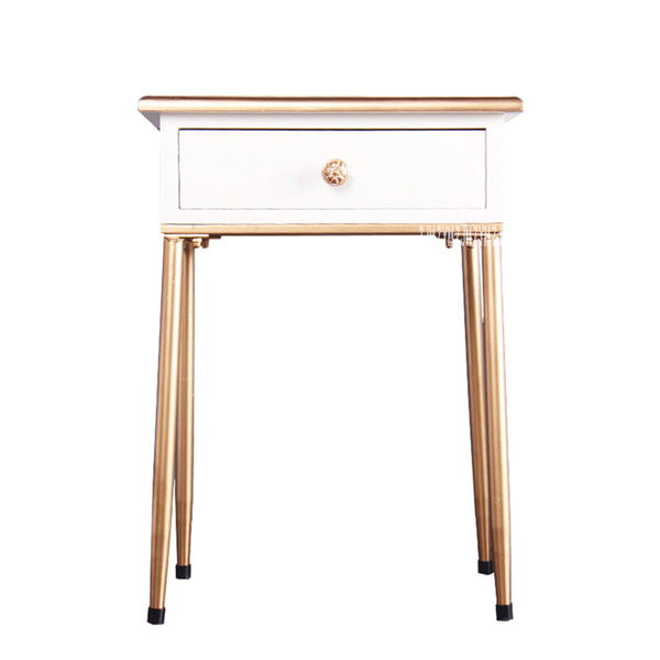 Chic Classical Ivory & Gold Handmade Wooden End Table