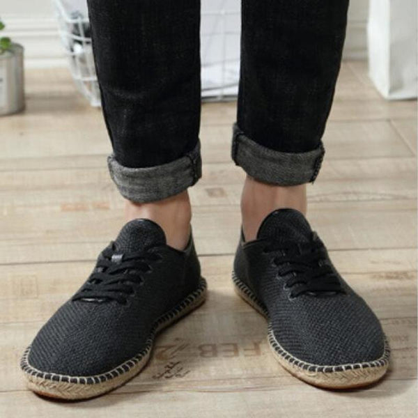 Eco-Friendly Handmade Hemp Lace-Up Men's Sneaker Flat