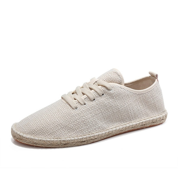 Eco-Friendly Handmade Hemp Lace-Up Men's Sneaker Flat