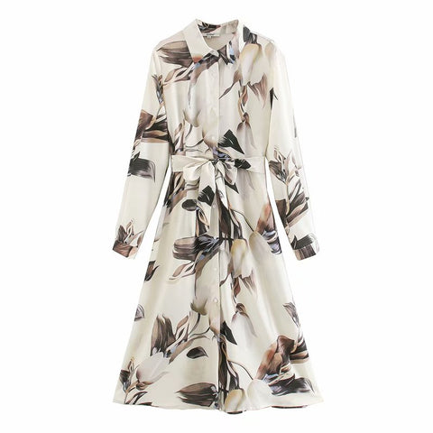 Contemporary Abstract Floral Cotton Luxury Wrap Dress