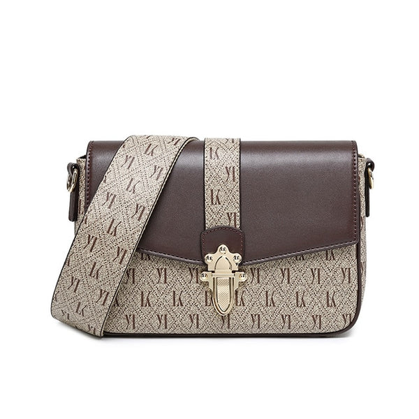 Luxury Monogram Shoulder Bag w Metal Hasp Buckle