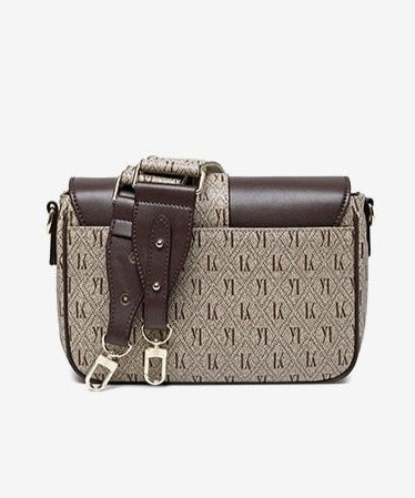 Luxury Monogram Shoulder Bag w Metal Hasp Buckle