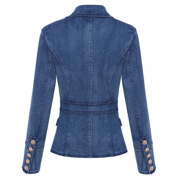 Women's Double Breasted Luxury Denim Jean Blazer