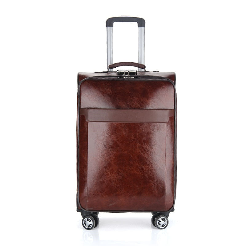 Luxurious Brown Leather Professionals Travel Suitcase