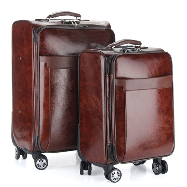 Luxurious Brown Leather Professionals Travel Suitcase