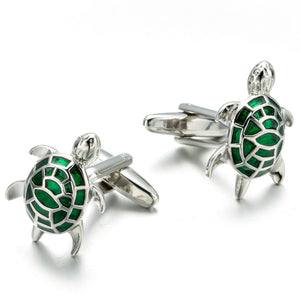 Designer Green Emerald Turtle Cufflinks