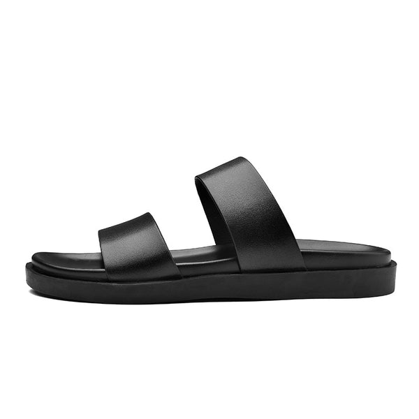 Men's Minimalist Dual Strap Designer Sandals in Black