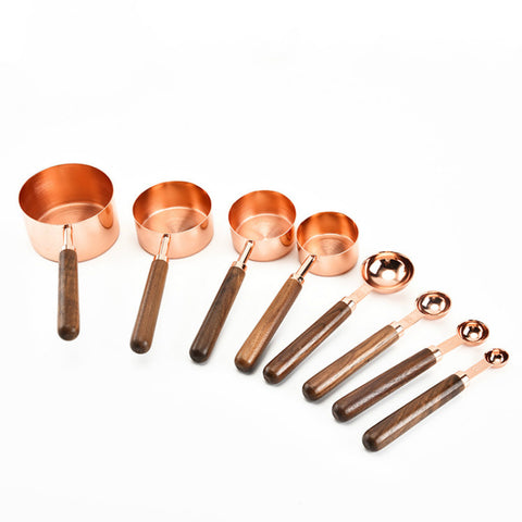 Elegant Vintage Copper Antique Handle Measuring Cup/Spoon Set