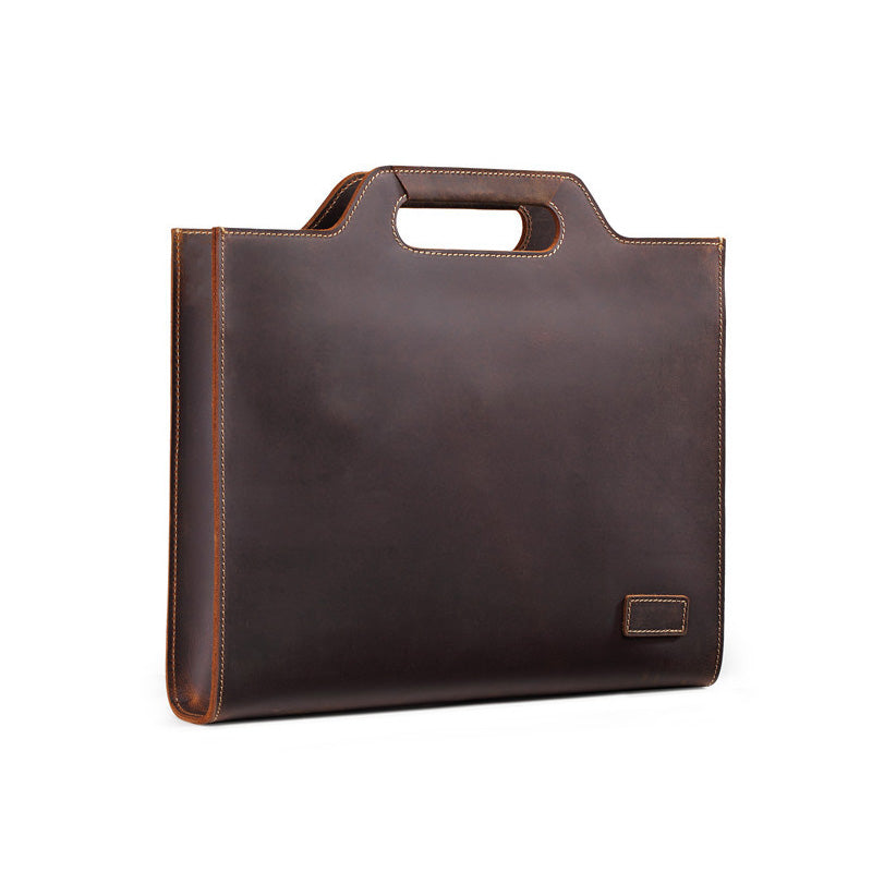 Men's Luxury Genuine Leather Retro Laptop Tote Briefcase