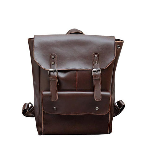 Vintage Men's Leather Backpack with Dual Straps