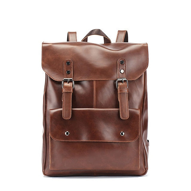 Vintage Men's Leather Backpack with Dual Straps