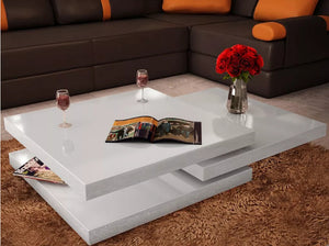 Modern Square White Shelved Coffee Table