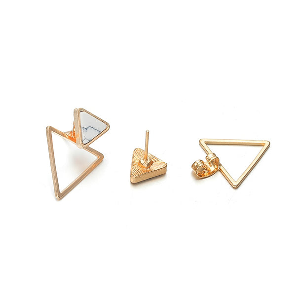 Women's Minimalist Marble Triangle Stud Earrings