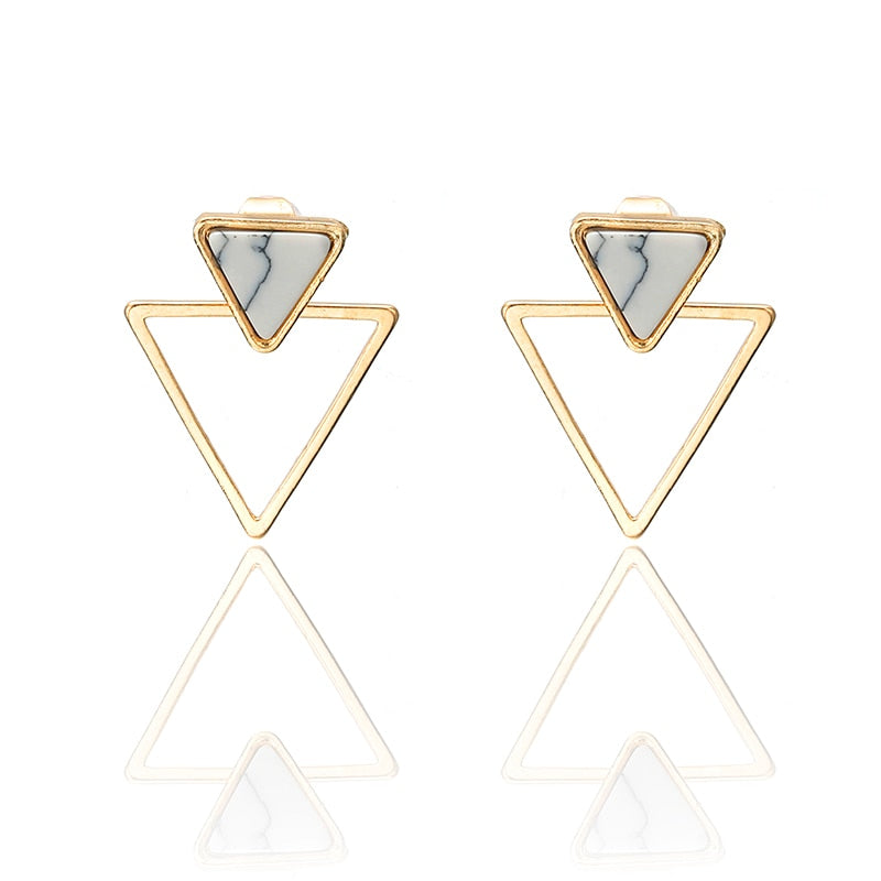 Women's Minimalist Marble Triangle Stud Earrings