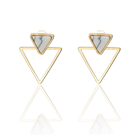 Women's Minimalist Marble Triangle Stud Earrings