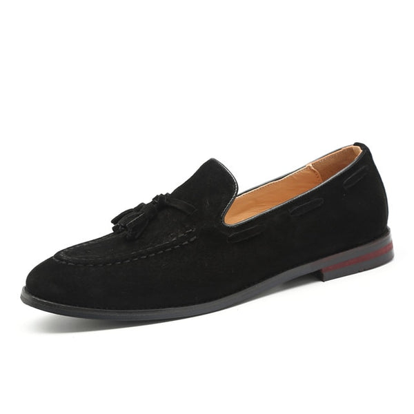 Men's Black Suede Faux Leather Loafers