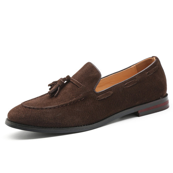 Men's Brown Suede Faux Leather Loafers