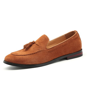 Men's Camel Suede Faux Leather Loafers