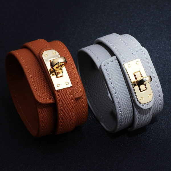 Leather Women's Clasp Cuff Bracelet in 4 Colors