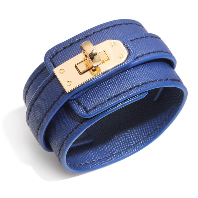 Leather Women's Clasp Cuff Bracelet in 4 Colors