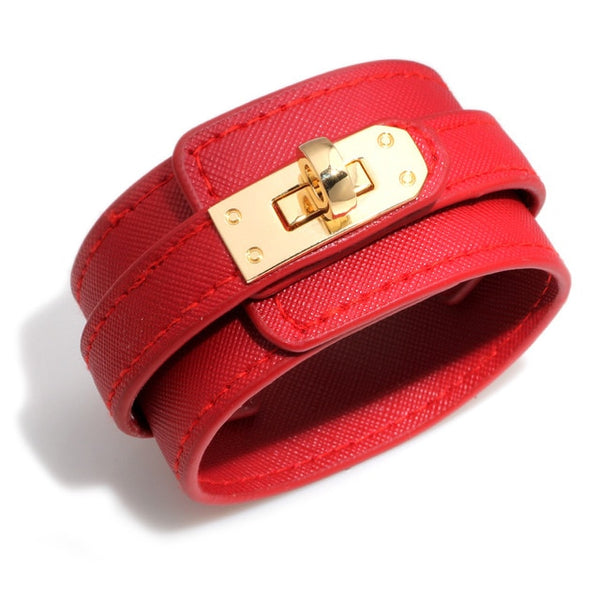 Leather Women's Clasp Cuff Bracelet in 4 Colors