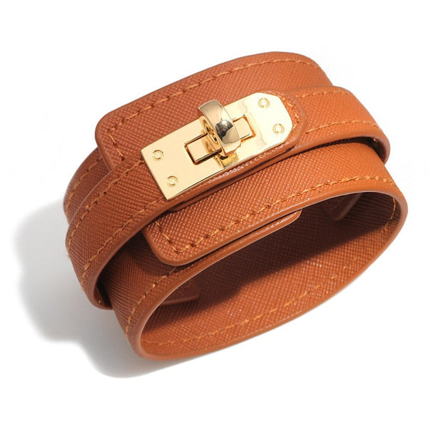 Leather Women's Clasp Cuff Bracelet in 4 Colors