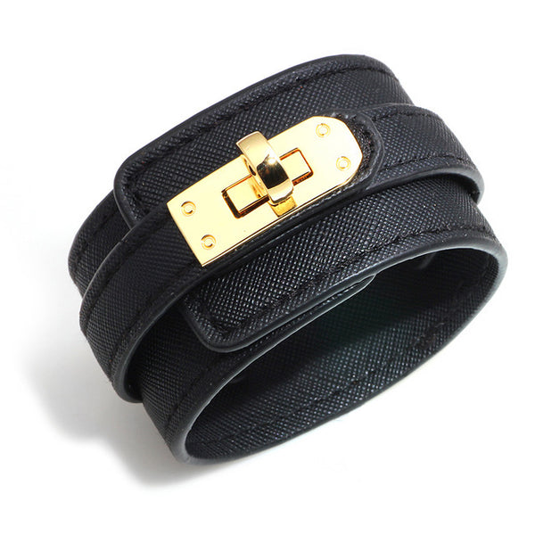 Leather Women's Clasp Cuff Bracelet in 4 Colors