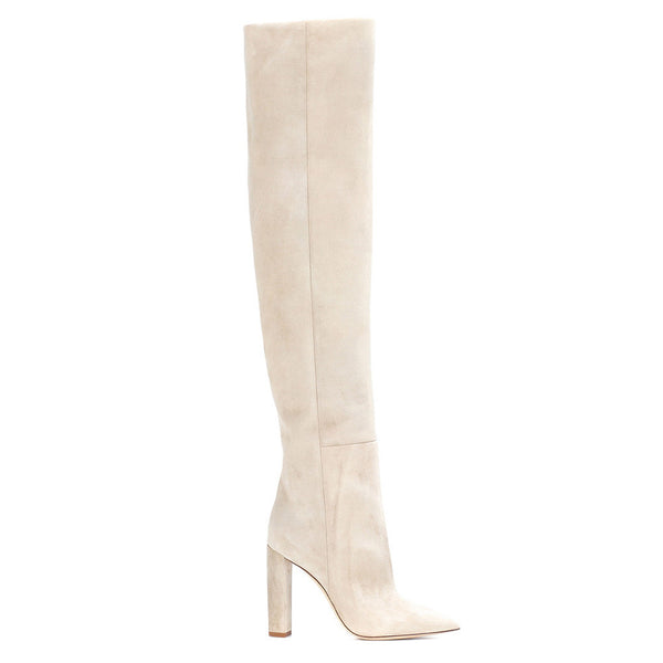 Women's Beige Suede Thigh High Boots