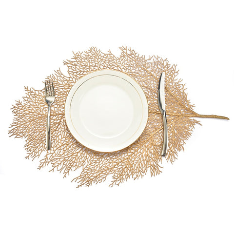 Luxurious Gold/Silver Feather Dining Dinner Placemat