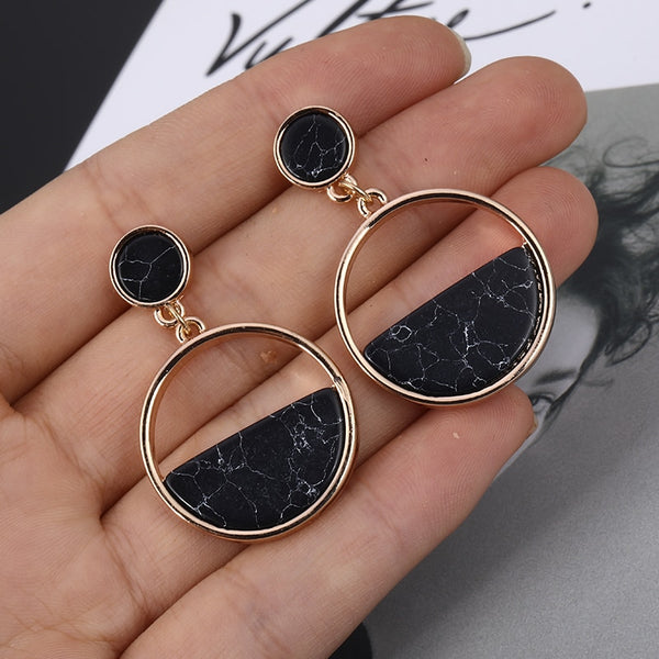 Vintage Luxury Marble Gold Hoop Earrings