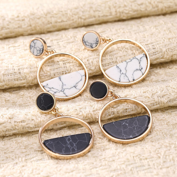 Vintage Luxury Marble Gold Hoop Earrings