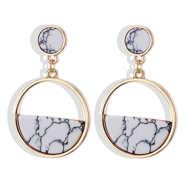 Vintage Luxury Marble Gold Hoop Earrings